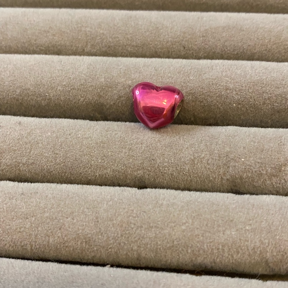 VALENTINES Authentic Pandora Heart Beat Metallic PINK Enamel CHARM